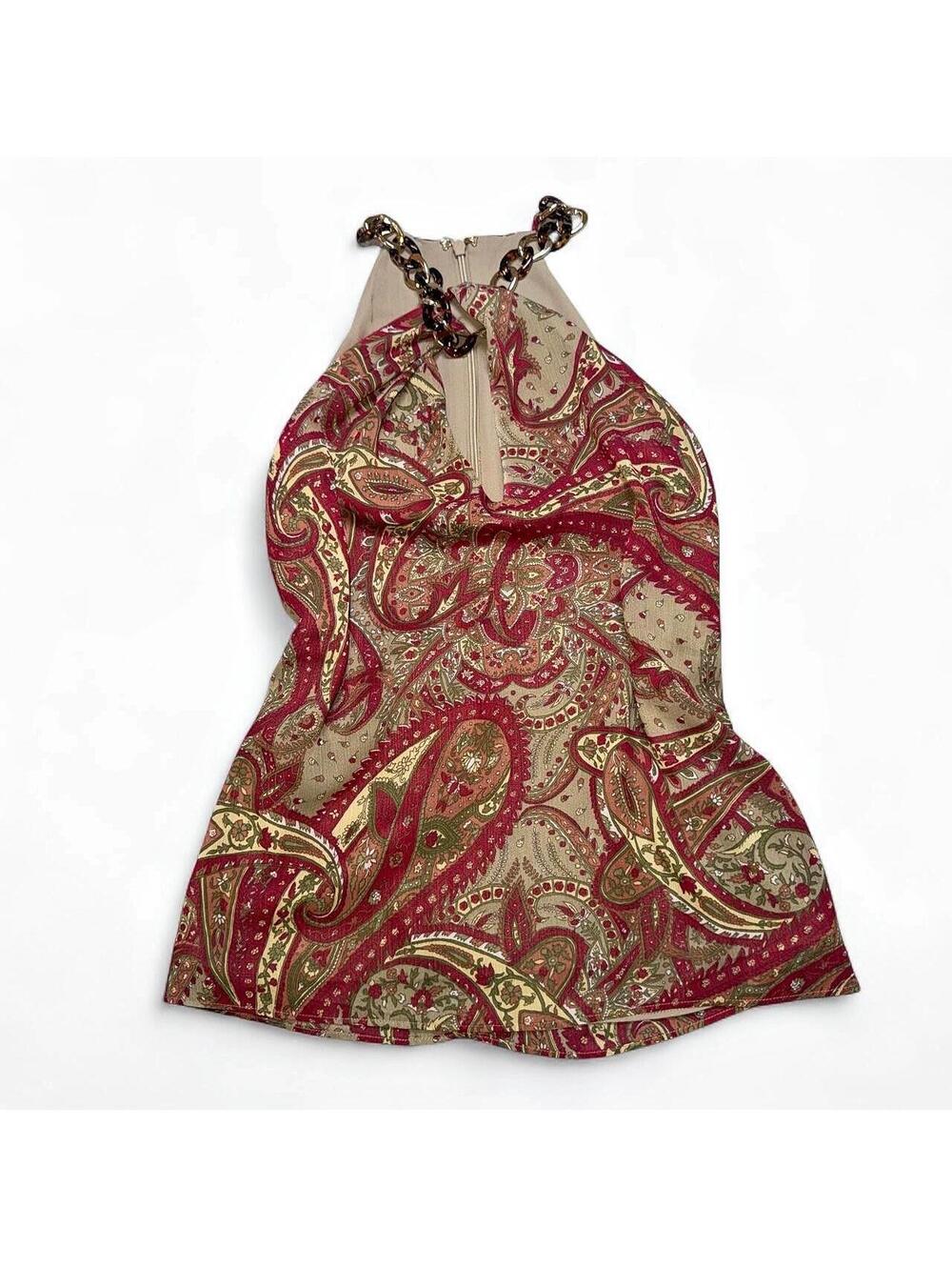 Lauren Ralph Lauren Paisley Chain Halter Top